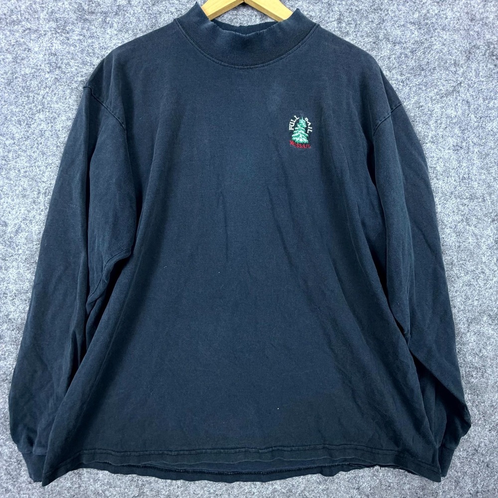 Vintage Cotton Deluxe Sweatshirt Mens XL Blue Mock Neck Long Sleeve Streetwear